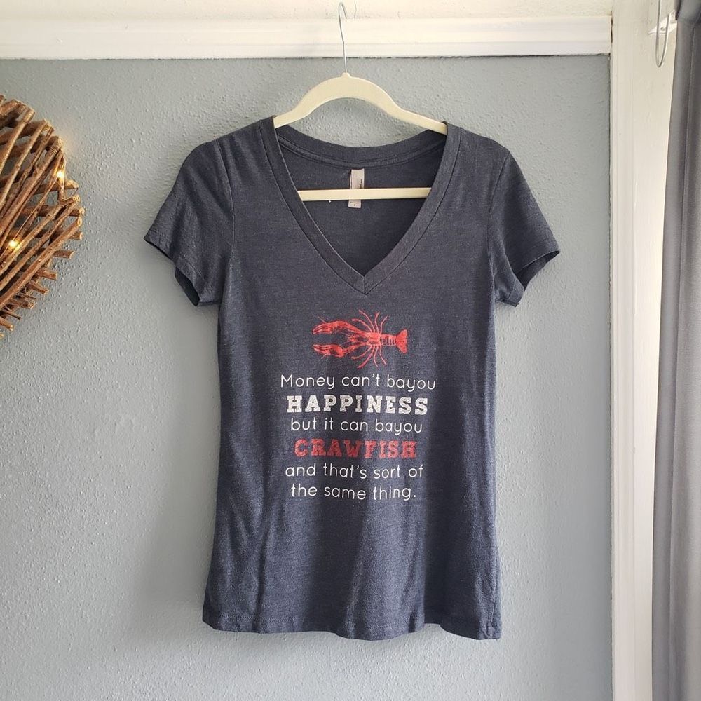 Fleurty Girl Crawfish Happiness Tee, Large, Blue Heather